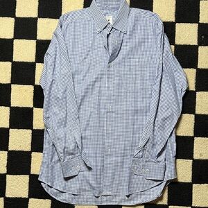 Robert Talbott Cornflower Blue and White Checkered Buttoned Shirt | 42, 16 1/2